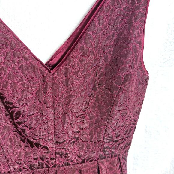 Anthropologie Erin Fetherston Dress Coco Jacquard Maroon Crimson Red Sz 4 - Picture 4 of 7